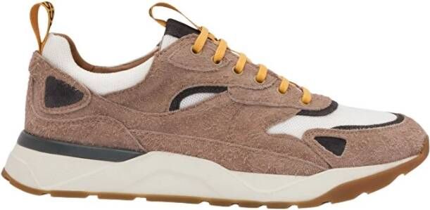 Lottusse Taupe Kalfsleer Osaka Leren Vetersneakers Deportivo Cordones Brown Heren