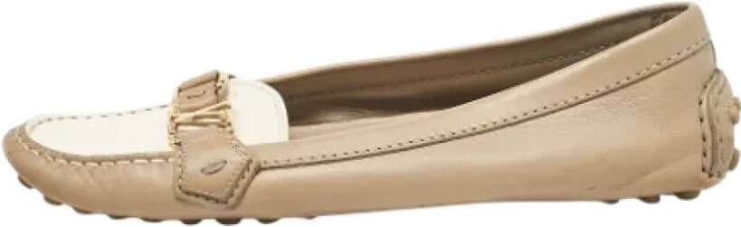 Louis Vuitton Vintage Pre-owned Leather flats Beige Dames