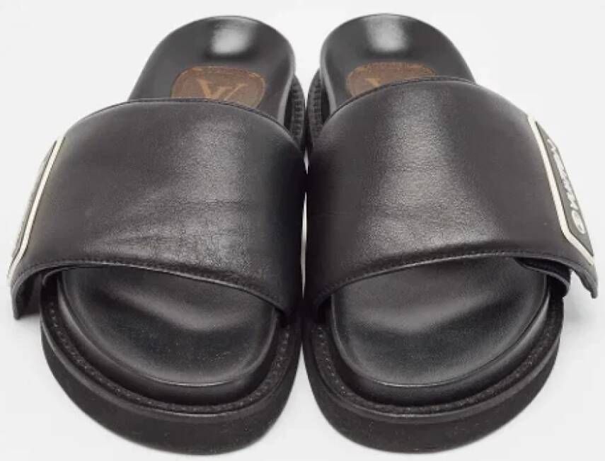 Louis Vuitton Vintage Pre-owned Leather sandals Black Dames