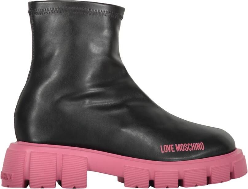 Love Moschino Contrasterende Zool Enkellaarzen Black Dames