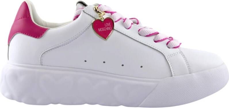 Love Moschino Elegant Fuchsia Witte Jurk White Dames