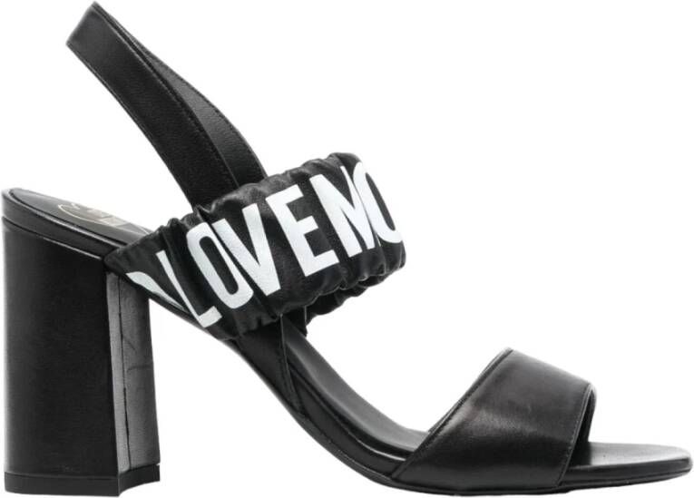 Moschino Dames Love Sandaal met Blokhak Zwart Leer Black Dames