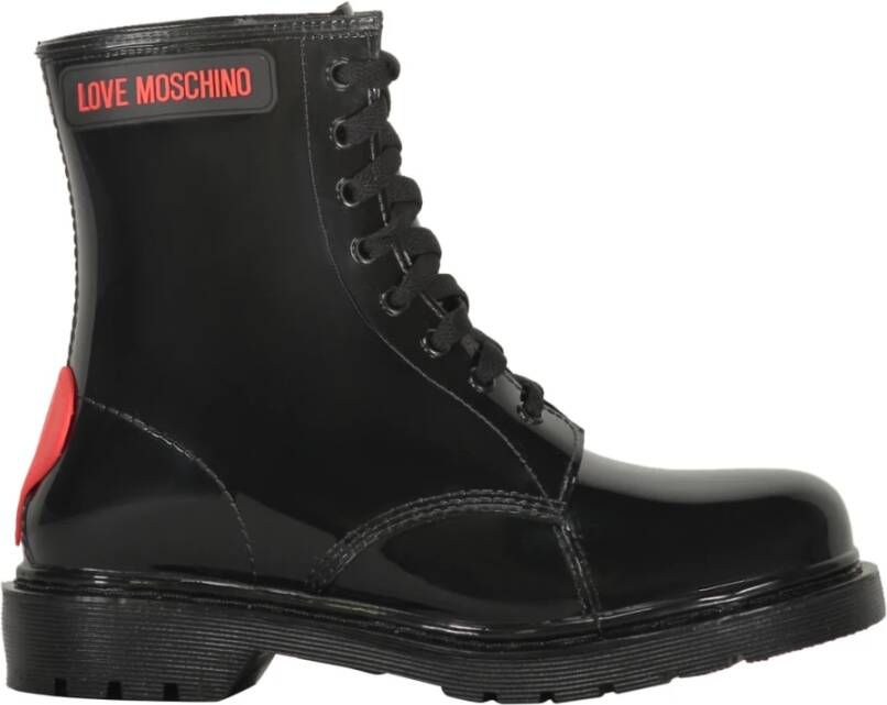 Love Moschino Enkellaarsjes van gepatineerd leer met ronde neus Black Dames