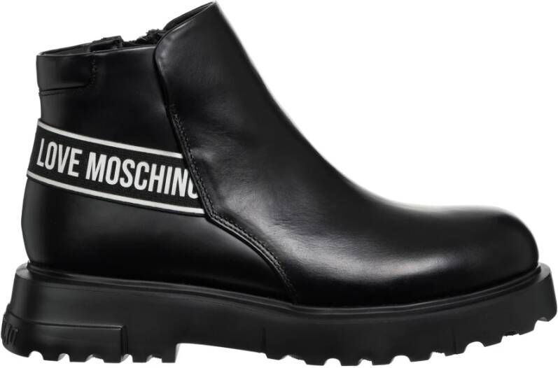 Love Moschino Enkellaarzen met ritssluiting en effen patroon Black Dames