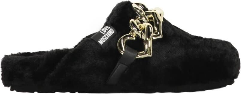 Love Moschino Faux Fur Slip-On Mules Black Dames