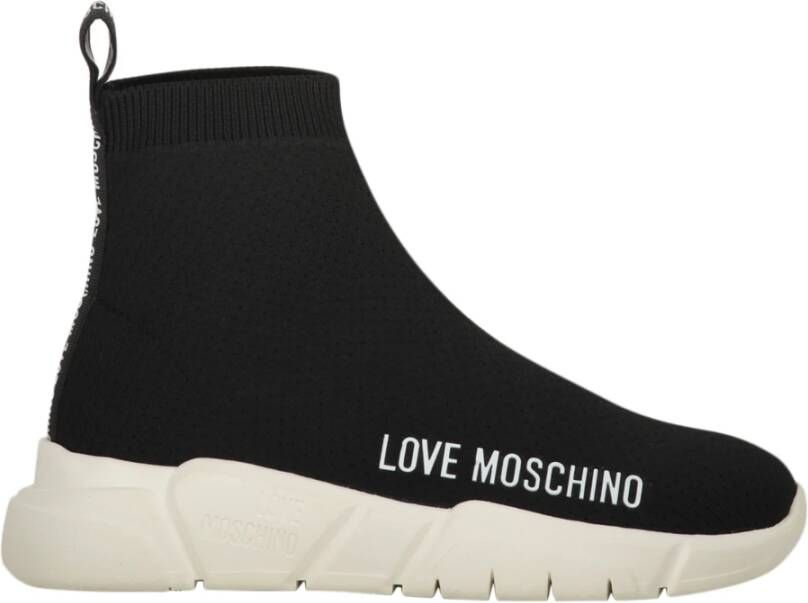 Love Moschino Gebreide Sneakers met Achterlogo Detail Black Dames