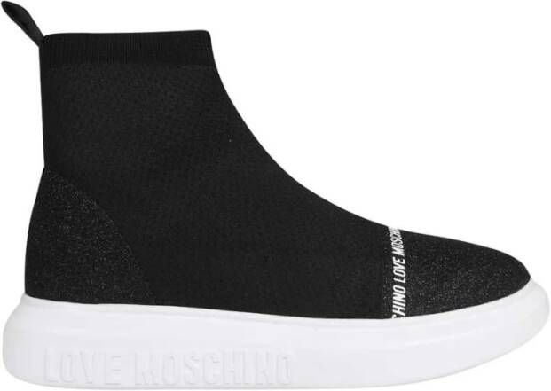 Love Moschino Geglitterde Gebreide Sok-Sneakers Black Dames