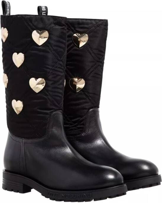 Love Moschino Gewatteerde Leren Enkellaarzen Zwart Black Dames