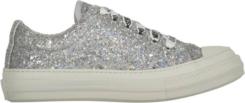 Love Moschino Glitter Low-Top Sneakers met Logo Print Gray Dames