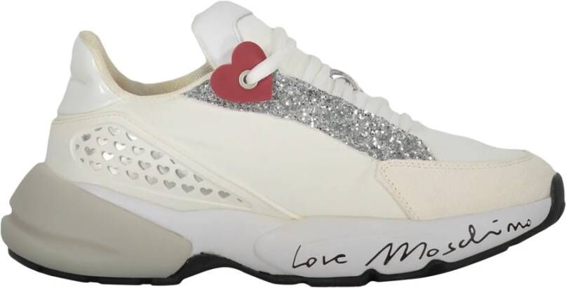 Love Moschino Glitter Suede Low-top Sneakers White Dames