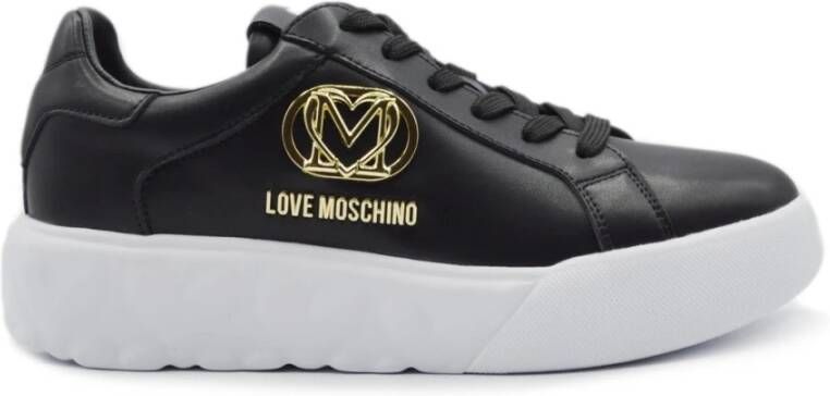 Moschino Dames Sneaker Love van leer in zwart Black Dames