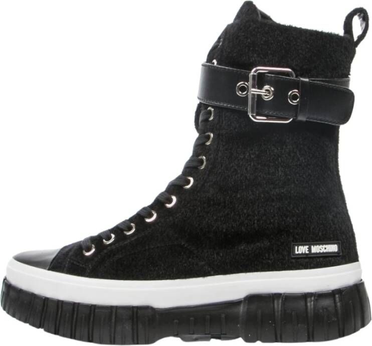 Love Moschino Hoge Top Veterschoenen voor Dames Black Dames