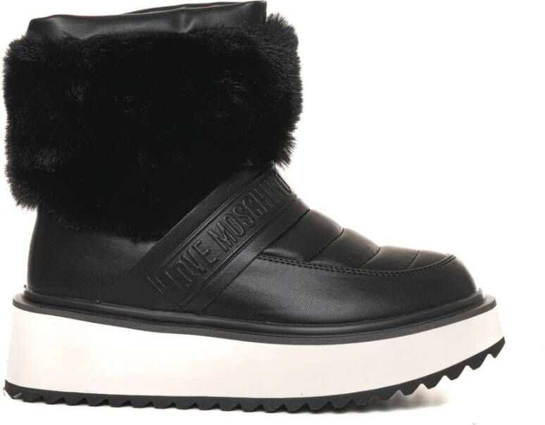 Love Moschino Imitatiebont Slip-On Gewatteerde Laarzen Black Dames