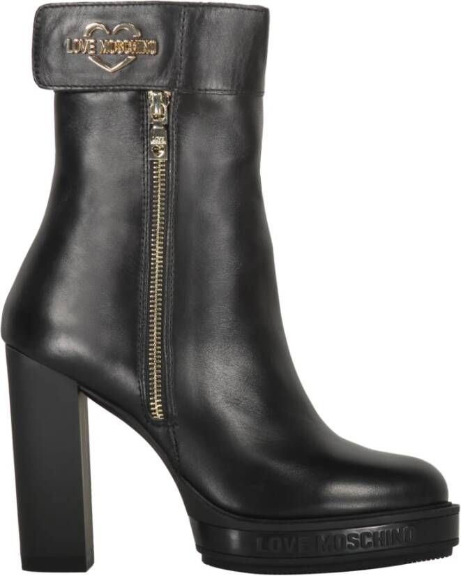 Love Moschino Kalfsleren Laarzen met Ritssluiting Black Dames