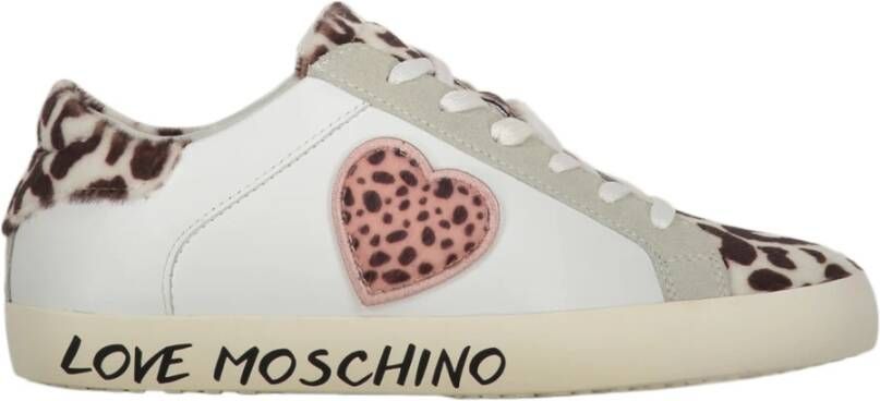 Love Moschino Lage sneakers met suède inzetstukken White Dames