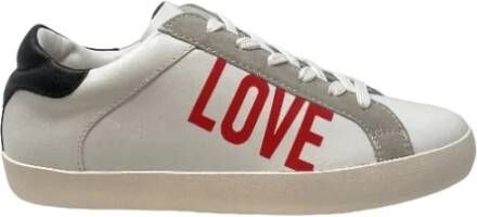 Moschino Love Leren Sneaker in Wit Zwart White Dames