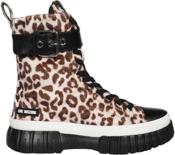 Love Moschino Leopard Print Canvas Sneakers Multicolor Dames