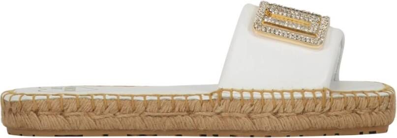 Love Moschino Leren espadrilles met kristallen versiering White Dames