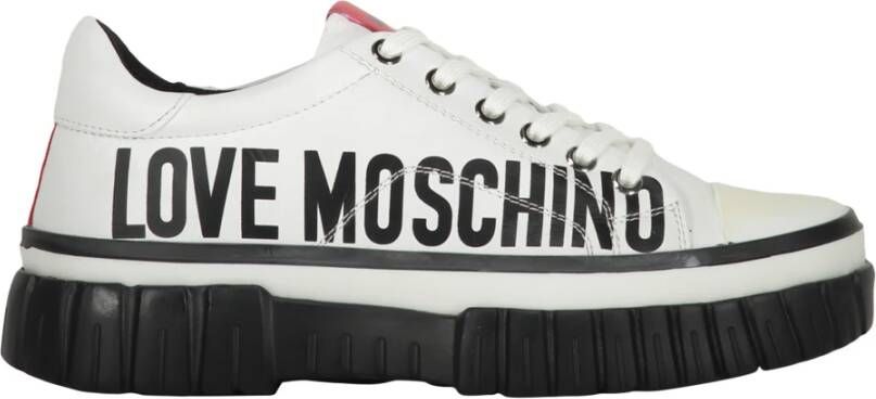 Love Moschino Leren Lage Sneakers met Contrasterende Details White Dames