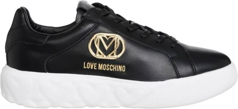 Moschino Dames Sneaker Love van leer in zwart Black Dames