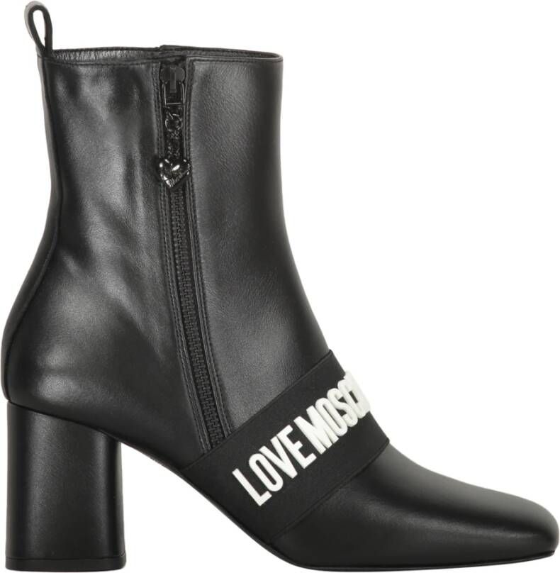 Love Moschino Logo Band Blokhak Laarzen Black Dames