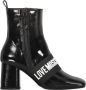 Love Moschino Logo Band Leren Blokhak Laarzen Black Dames - Thumbnail 1