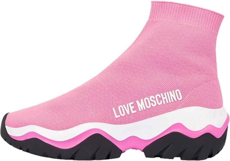 Love Moschino Modieuze Sneakers met Multikleurige Zool Roze Dames