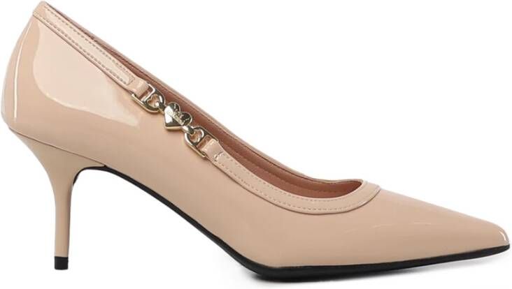 Love Moschino Nude Patent Leren Pointed Heel Pumps Beige Dames