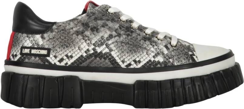 Love Moschino Python Print Lage Sneakers Gray Dames