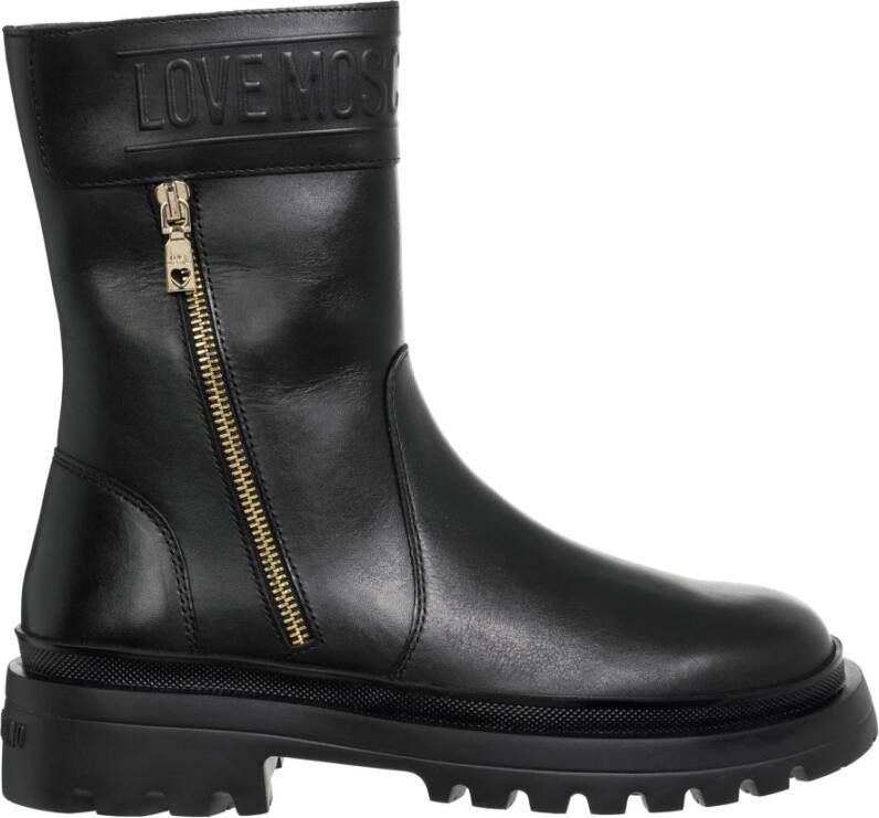 Love Moschino Ritssluiting Enkellaarsjes Effen Kleur Black Dames