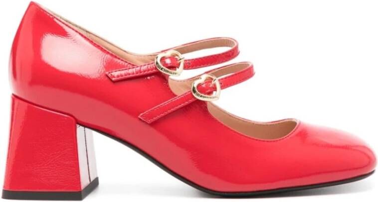 Love Moschino Rode Patentleren Blokhak Schoenen Red Dames