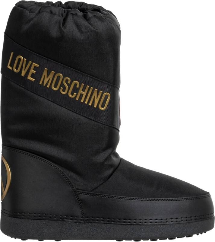 Love Moschino Snowboots met trekkoord en effen patroon Black Dames