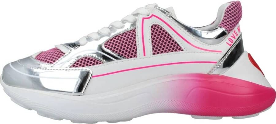 Love Moschino Stoffen Sneakers met Rubberen Zool voor Lente Zomer White Dames