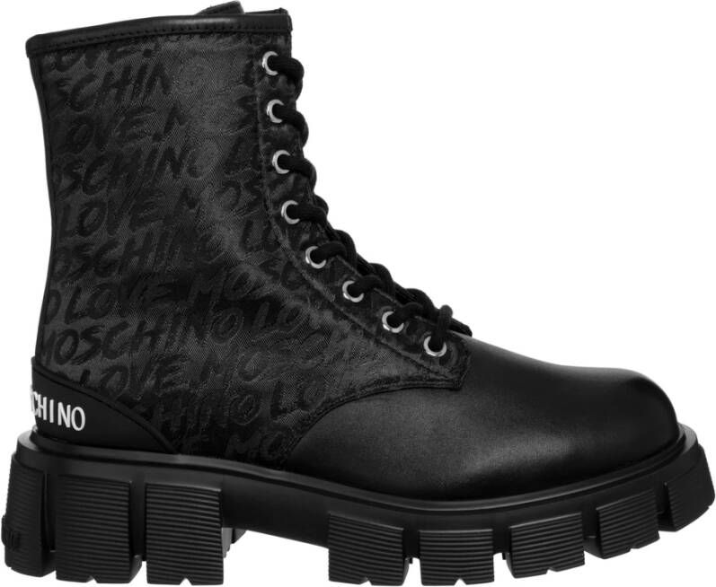 Love Moschino Stijlvolle veterschoenen voor dames Zwart Dames