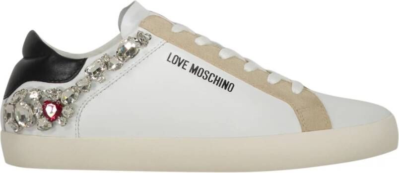 Love Moschino Suede Stone Low-Top Sneakers White Dames