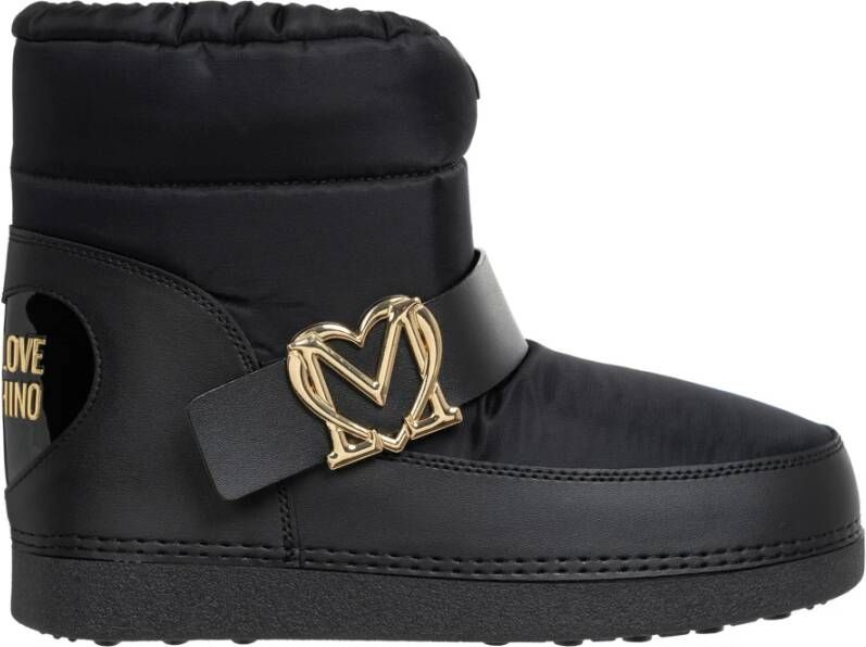 Love Moschino Trekkoord Sneeuwlaarzen Effen Patroon Black Dames