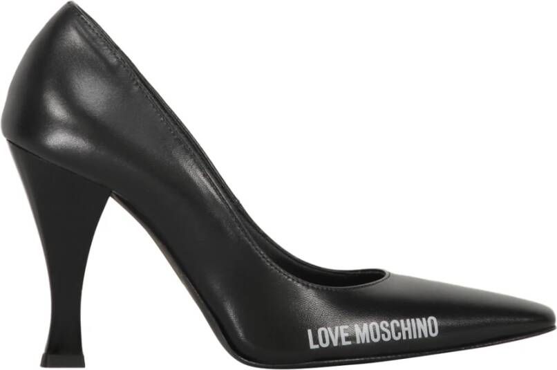 Love Moschino Vierkante Neus Leren Pumps Gebogen Hakken Black Dames