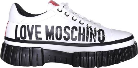 Love Moschino Witte Platte Schoenen Licht en Natuurlijk White Dames