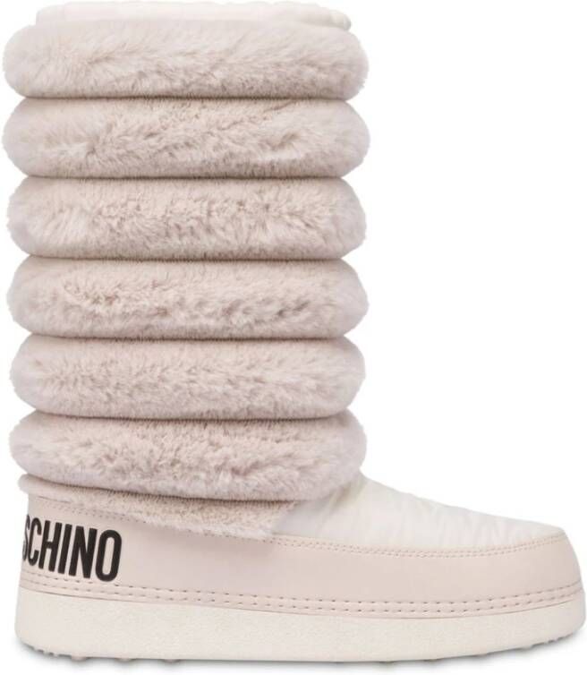 Love Moschino Witte platte schoenen met bonteffect White Dames