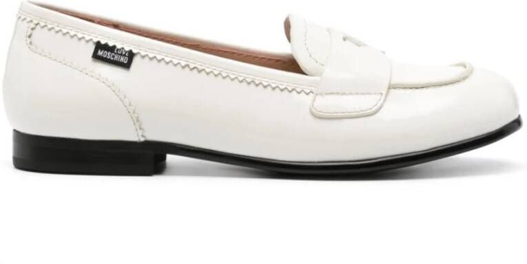 Love Moschino Witte sandalen met hartvormige penny gleuf White Dames