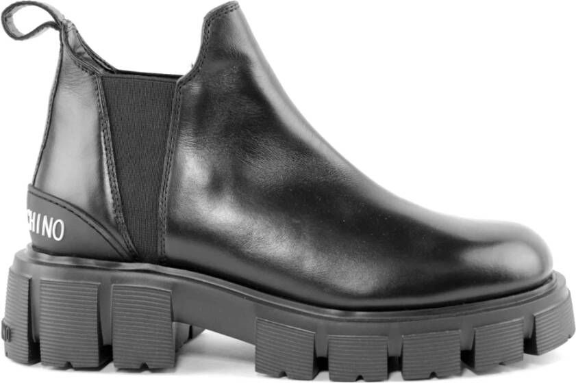 Love Moschino Zwarte Beatles Leren Schoenen Black Dames