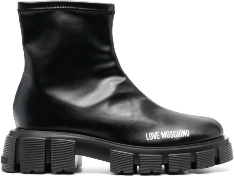 Love Moschino Zwarte Enkellaarzen voor Vrouwen Black Dames