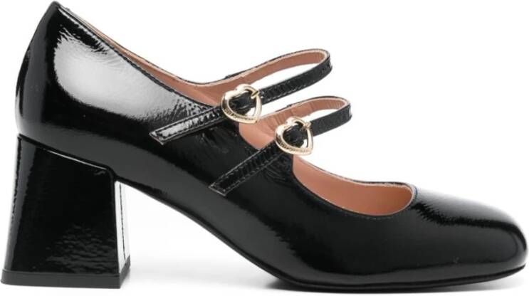 Love Moschino Zwarte Lakleren Blokhak Schoenen Black Dames