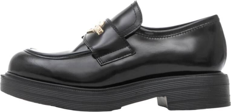 Love Moschino Zwarte Leren Loafers voor Vrouwen Black Dames