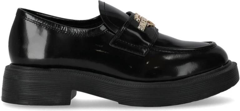 Love Moschino Zwarte Loafer met Logo in Geborsteld Leer Black Dames