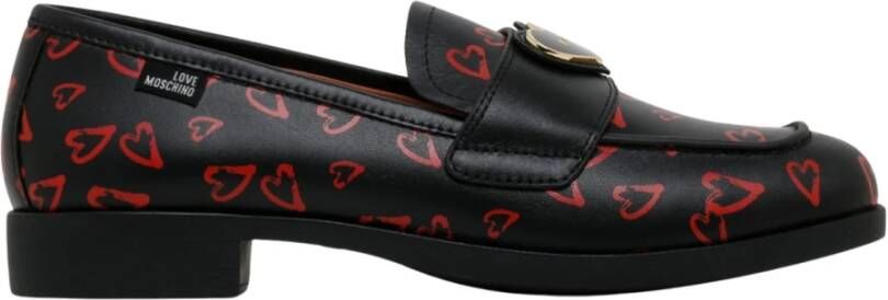 Love Moschino Zwarte Logo Applique Loafers Multicolor Dames