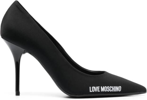 Love Moschino Zwarte Neopreen Platte Schoenen met Rubberen Logo Black Dames