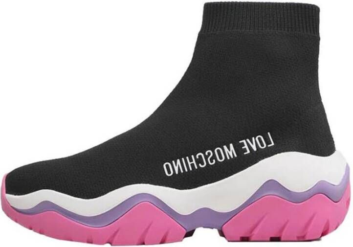 Love Moschino Zwarte Plateau Sok Sneakers Zwart Dames