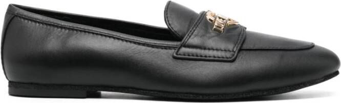 Love Moschino Zwarte platte schoenen met leren zool Black Dames