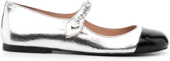 Love Moschino Zwarte platte schoenen met metallic details Black Dames